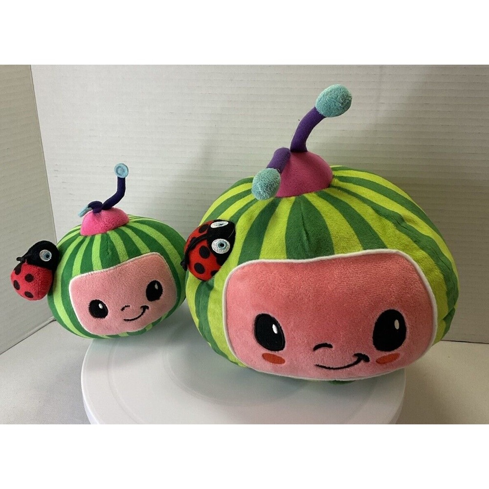 CoComelon 10" & 6" Plush Set of 2 Watermelon + Ladybug Plush‎ Toys by Jazwares